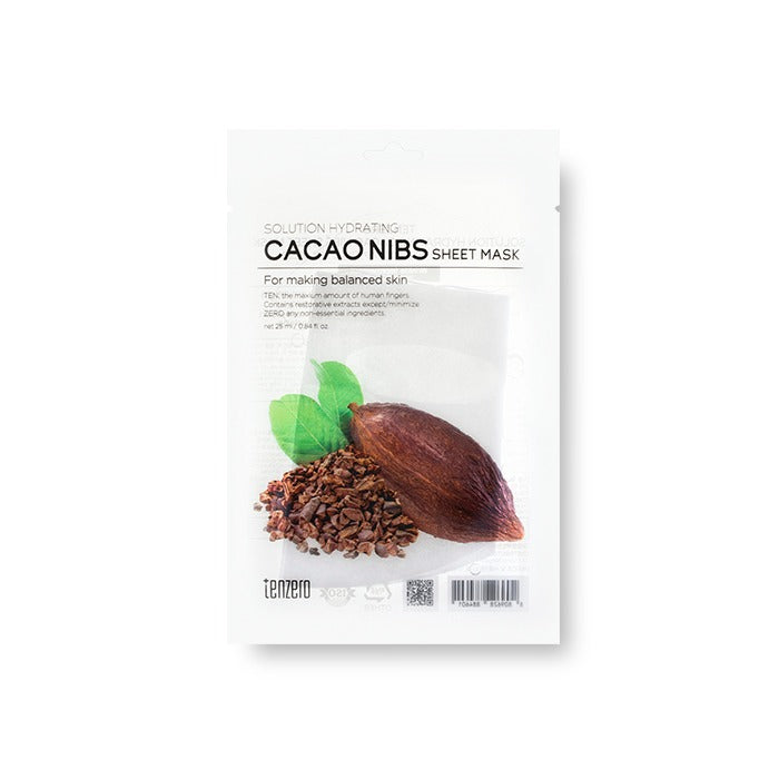 TENZERO SOLUTION HYDRATING CACAO NIBS SHEET MASK - 25 ml*10